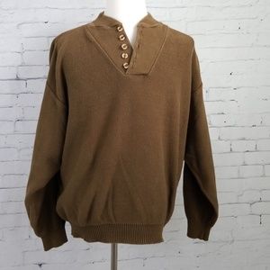 Lands End Brown Cardigan Sweater Large Made in USA